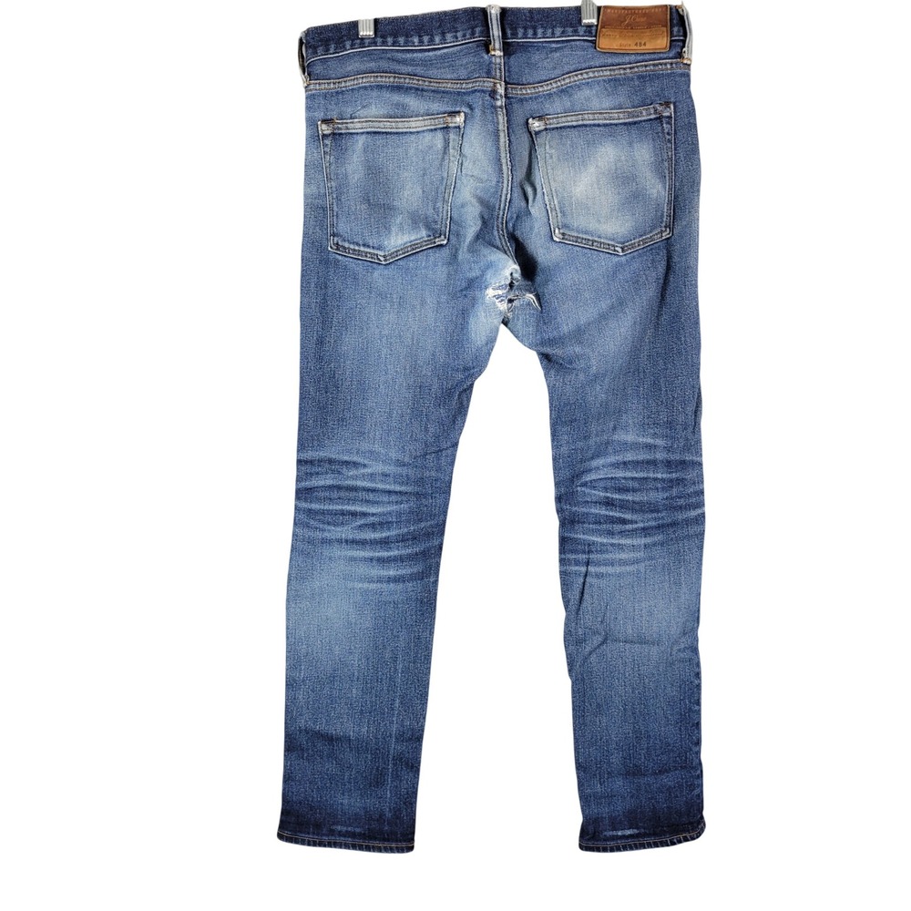 J.Crew 484 Slim Fit Denim Jeans Mens 32x30 Naturally Distressed Grunge Thrashed - Picture 6 of 14
